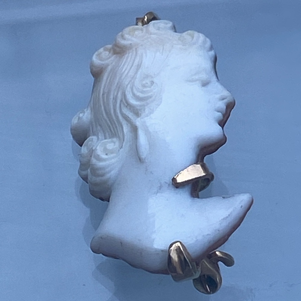 Victorian abalone cameo pendant/pin with 14k gold frame